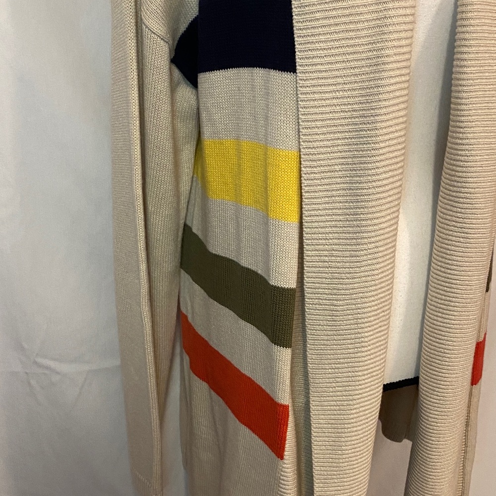 Talbots Cream Cardigan with Colorful Stripes - Picture 3 of 10